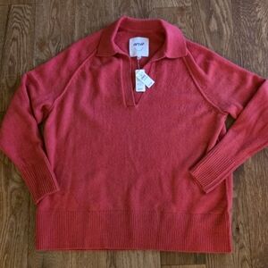 New AERIE Red Soft Polo Sweater Size XXS